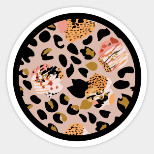 Modern abstract rose and leopard texture beige Sticker